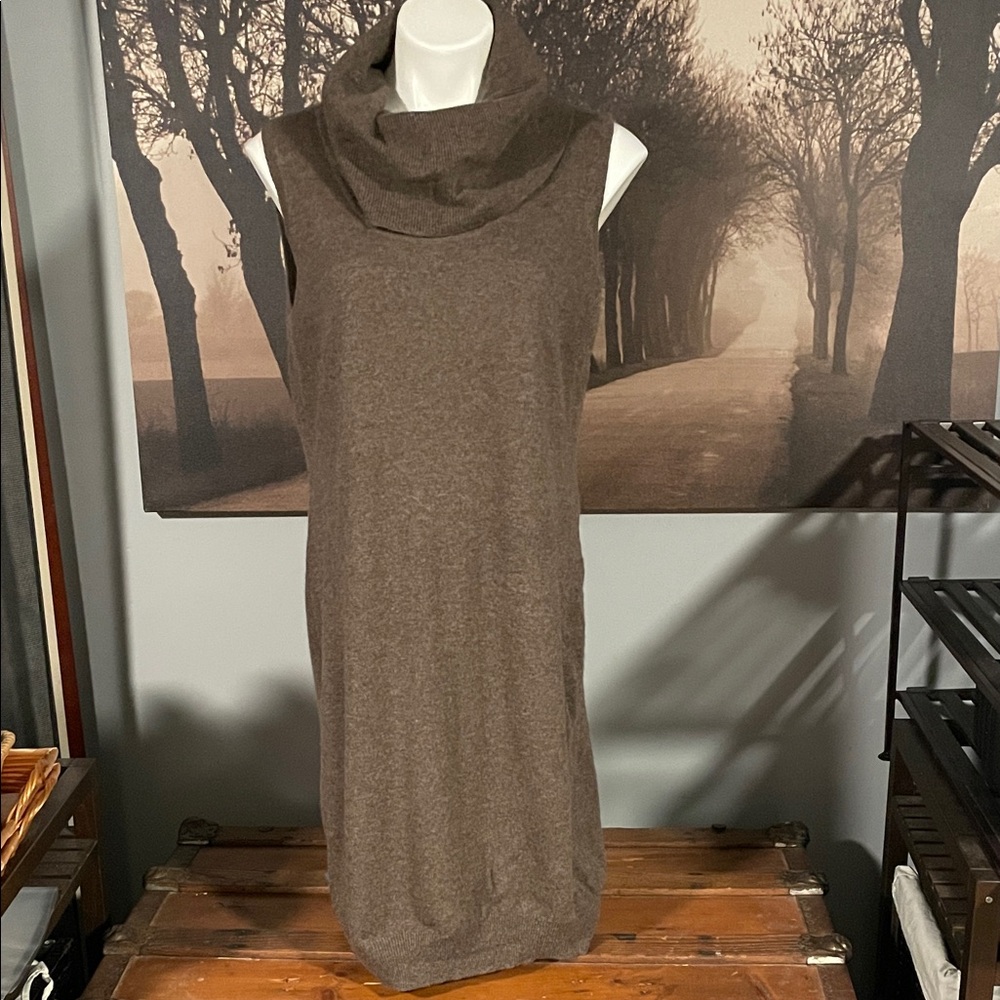 Olivia & Grace Cashmere Brown Sleeveless Cowl Neck Dress - XL